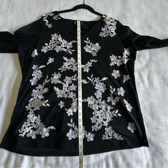INC International Concepts Top Womens 0X Sheer Floral Embroidered Long Sleeve - Picture 4 of 11